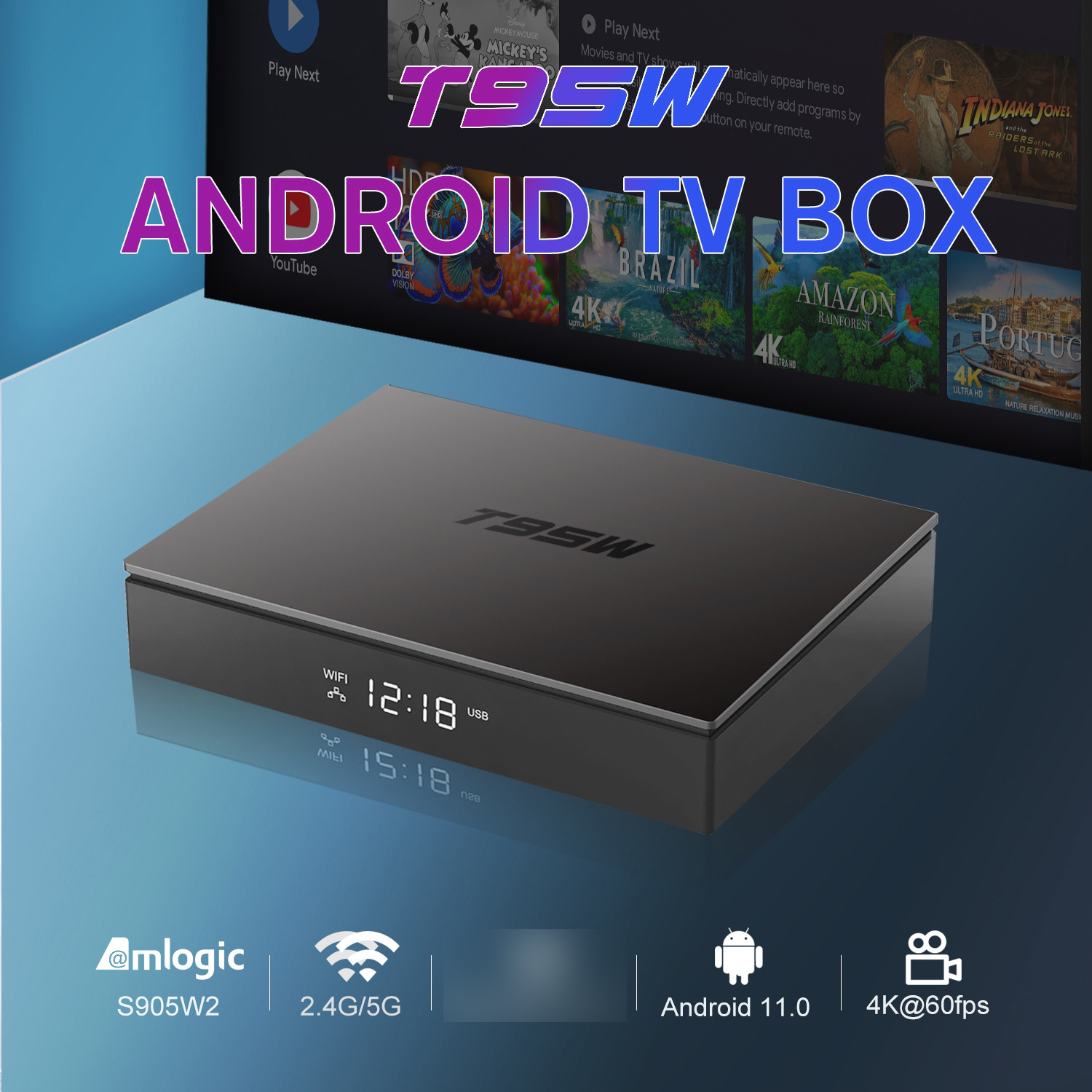 Android smart tv box 4GB 32GB Media Player T95W Android11.0 tv set-top boxes Amlogic S905W2 TV Box T95W