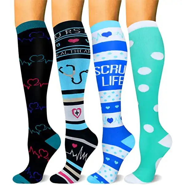 Unisex Long Tube Copper Compression Sock Pain Relief Stockings 15-20 mm Hg Nylon Cotton Sports Knee High Socks