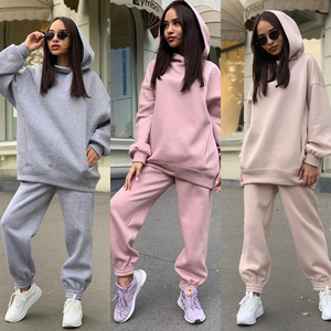 Jogging Femme Plus Size Tracksuits Style Hoodie Tech Fleece Tracksuit 2 Piece Set Jogger Sweat Suits Pink for Woman Adults