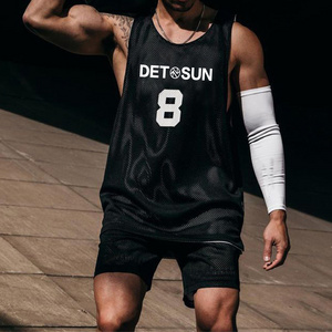 custom gym polyester tank top men sublimation tank top and shorts set mash workout for men tank tops