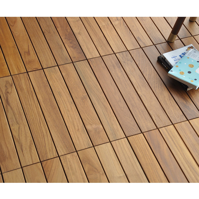 DIY Interlocking deck tiles Burma Teak solid wood outdoor garden path decking tiles