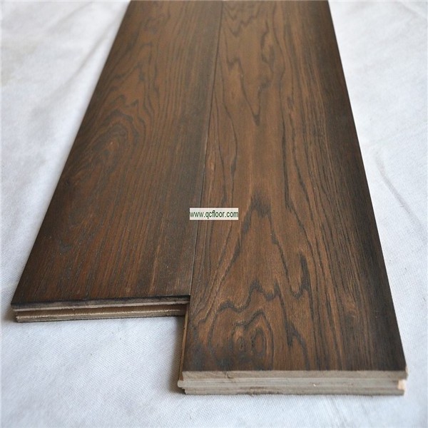 QC company high quality antique hand scraped oak hardwood floor