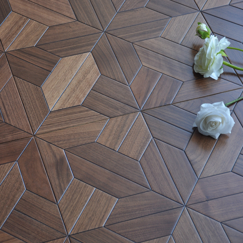 Factory price walnut parquet flooring china and 15mm thickness walnut art parquet flooring