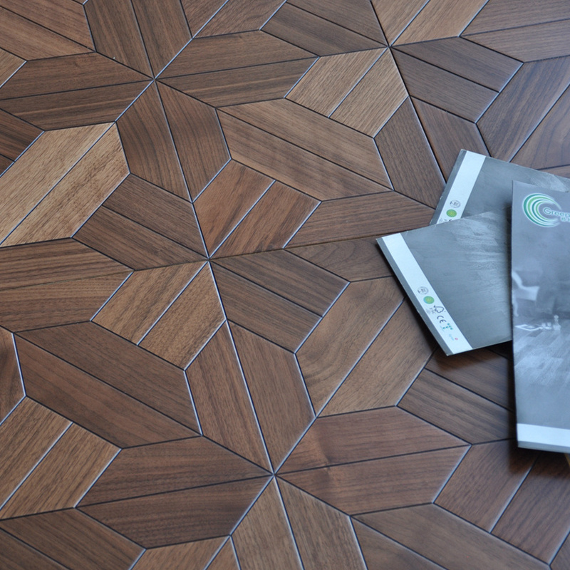 Factory price walnut parquet flooring china and 15mm thickness walnut art parquet flooring