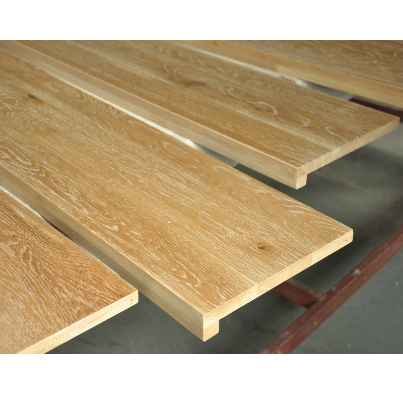 High quality white oak solid wood stair tread Finger jointed wood tread