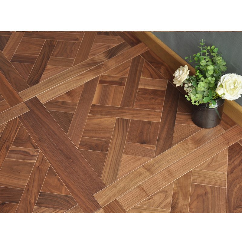 High class interior walnut parquet massif 600x600x15(2)mm American walnut wood versailles parquet flooring