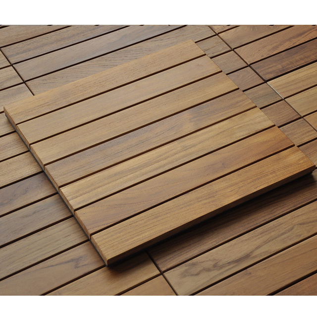 DIY Interlocking deck tiles Burma Teak solid wood outdoor garden path decking tiles