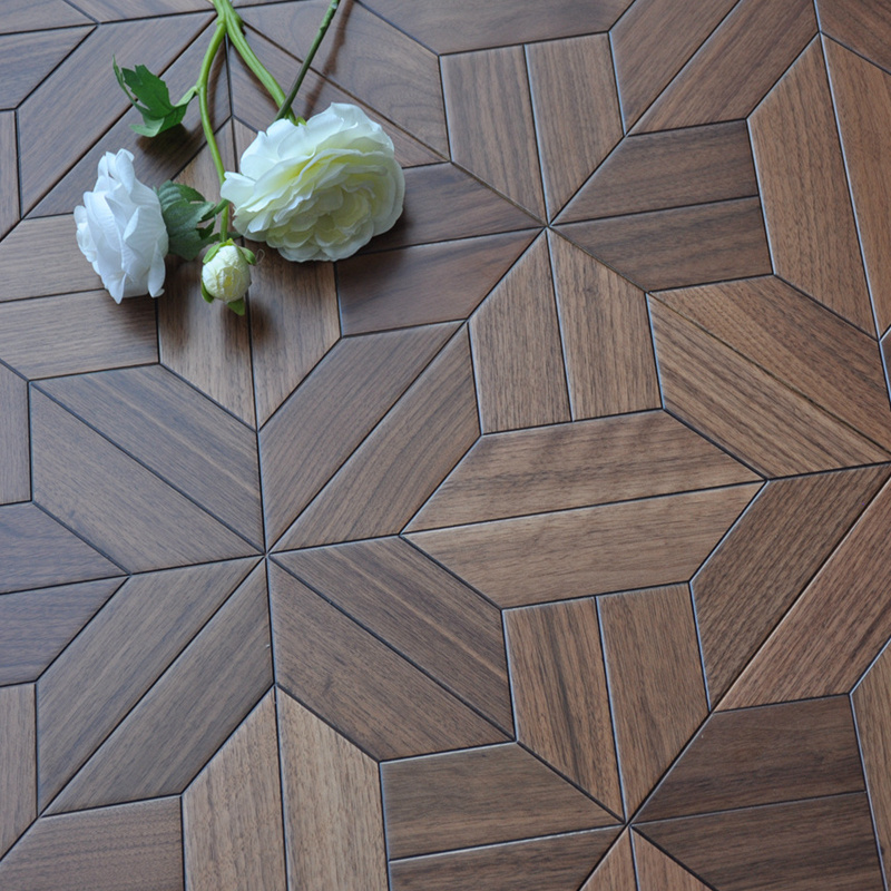 Factory price walnut parquet flooring china and 15mm thickness walnut art parquet flooring