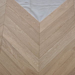 Wire brushed light natural color herringbone chevron fishbone wood flooring