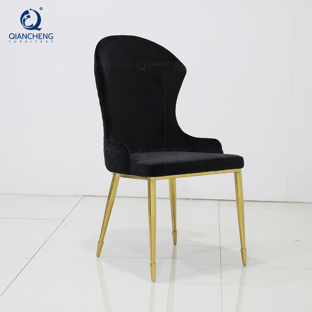 Luxury french style dining chair black velvet cushion home furniture mid century italian dinning chair