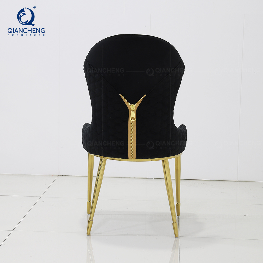 Luxury french style dining chair black velvet cushion home furniture mid century italian dinning chair