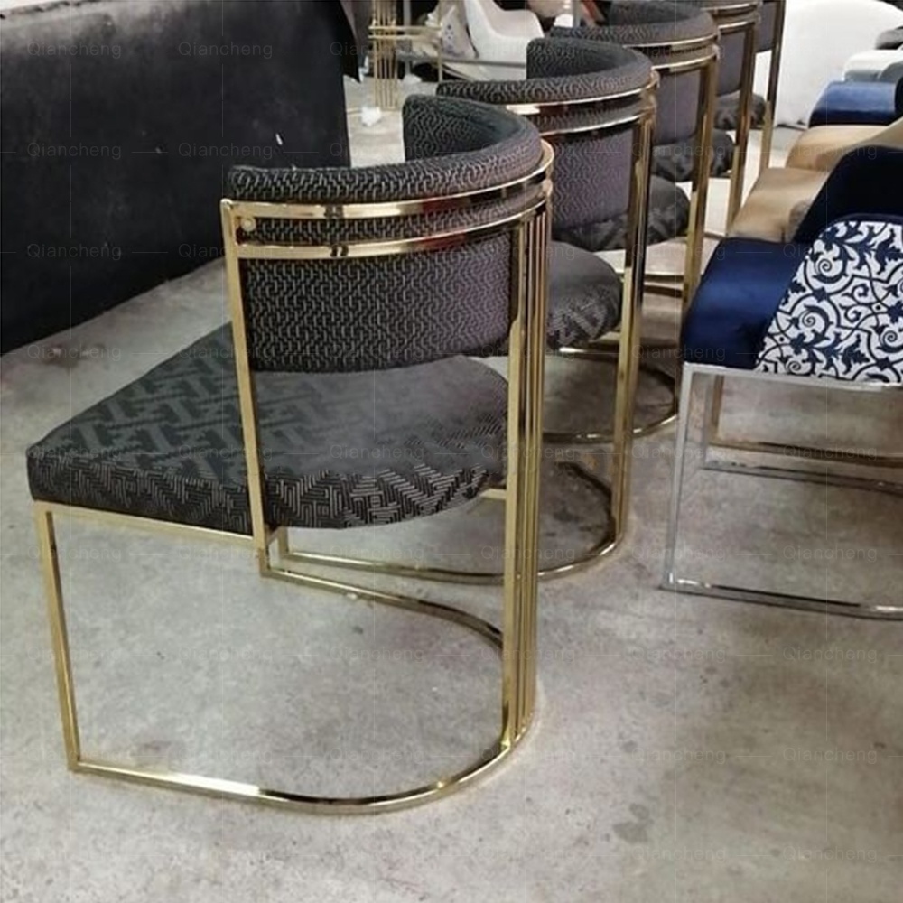 Modern velvet dining chair with metal legs luxury restaurant leather dining chair