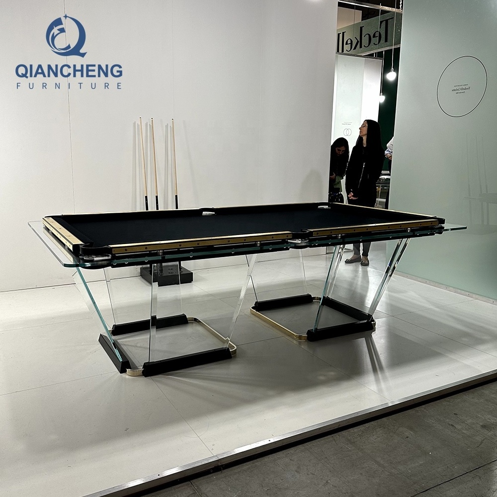 custom furniture Multi-function pool billiard table high quality sliver mirror stainless steel legs commercial billiard table