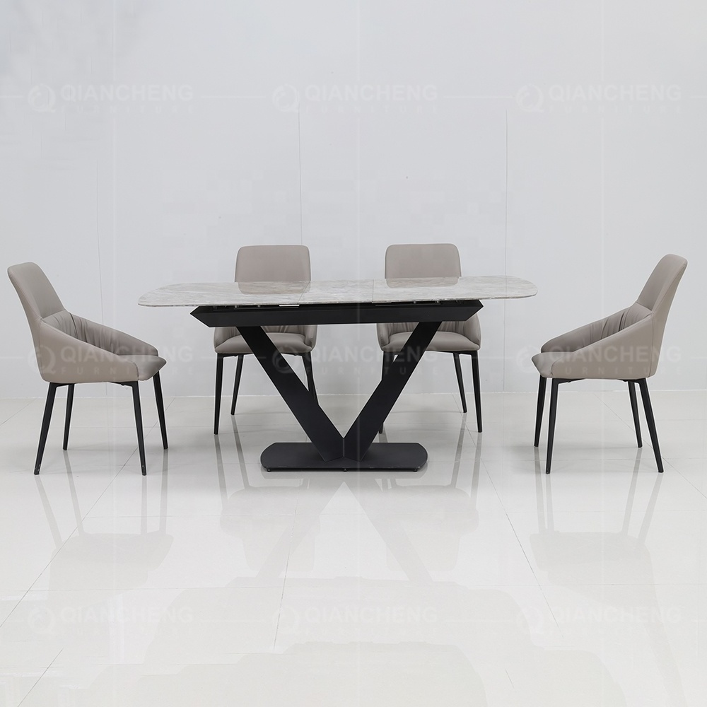 Italian modern folding extendable furniture dining table sets luxury 6 chairs sintered stone ceramic marble dining table set