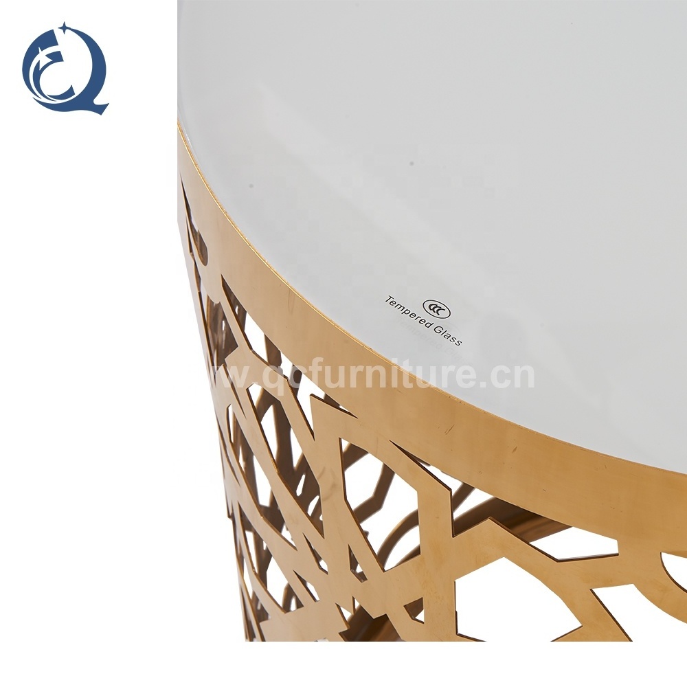 stable quality furniture round gold glass sofa side table