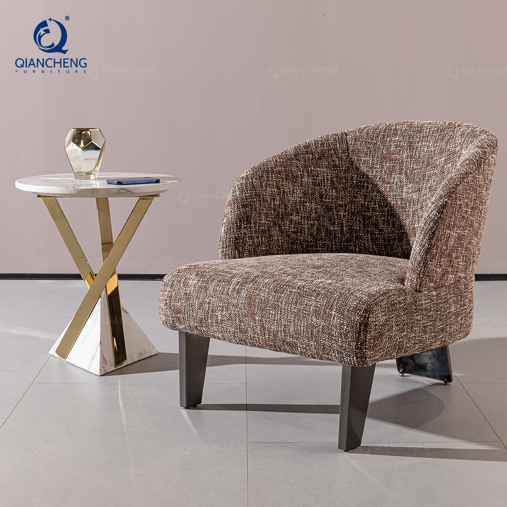 2024 newest design modern classic living room luxury hotel lobby chairs velvet fabric metal leg single leisure sofa chair