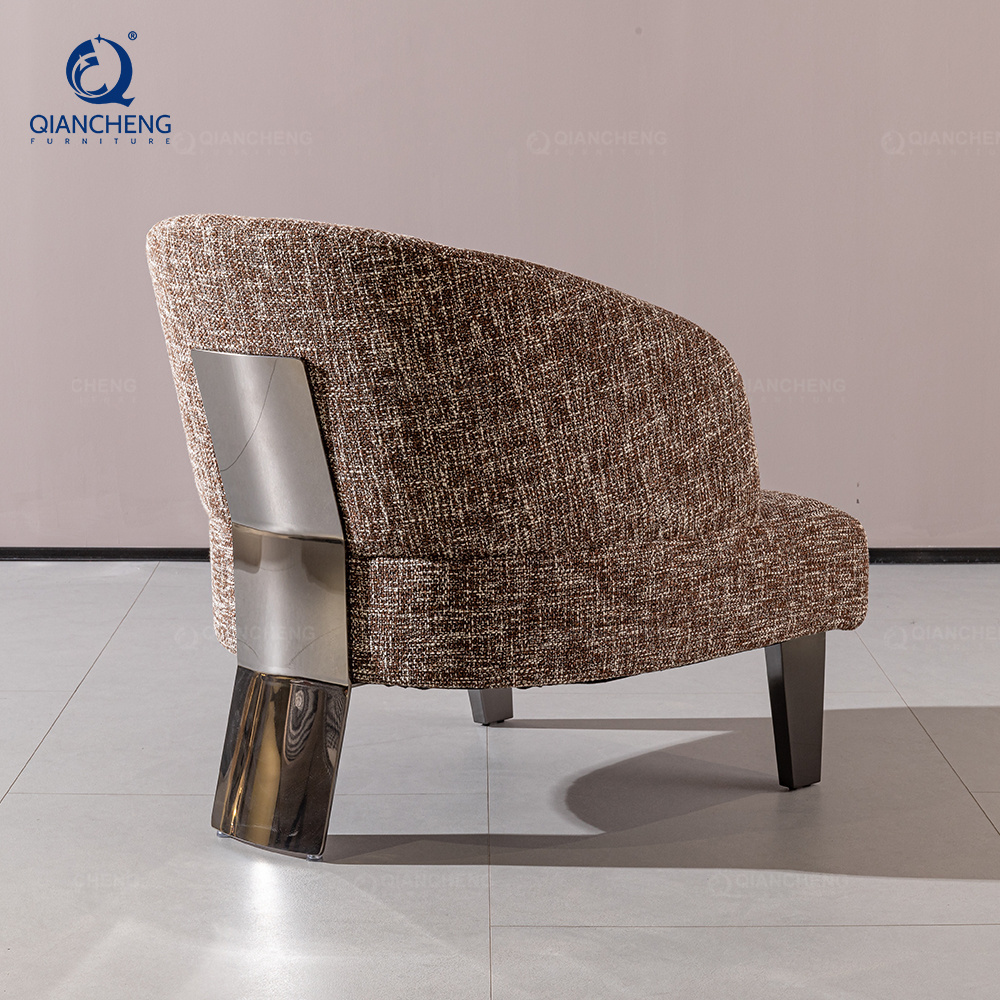 2024 newest design modern classic living room luxury hotel lobby chairs velvet fabric metal leg single leisure sofa chair