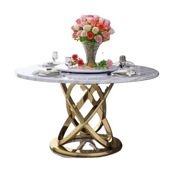 Italy design modern dining table  Round shape marble dining table with rotating center