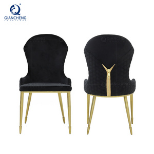 Luxury french style dining chair black velvet cushion home furniture mid century italian dinning chair