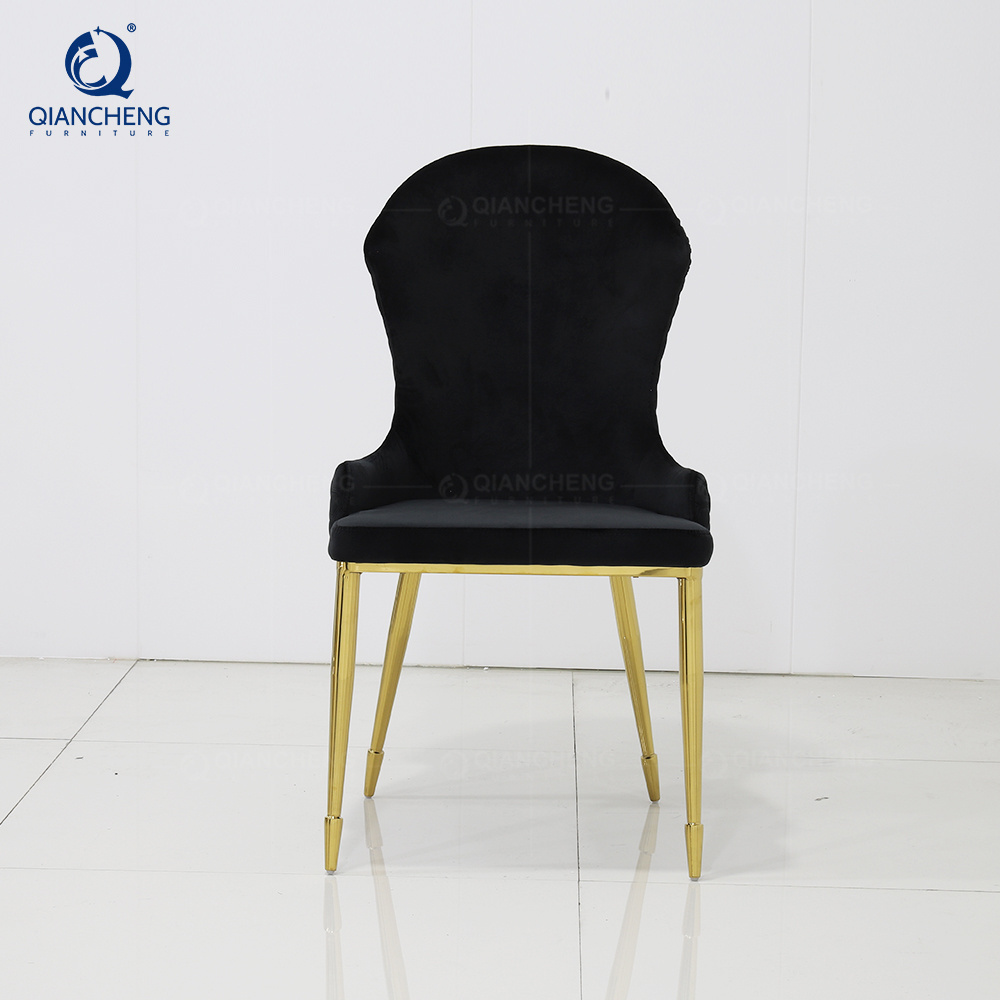 Luxury french style dining chair black velvet cushion home furniture mid century italian dinning chair