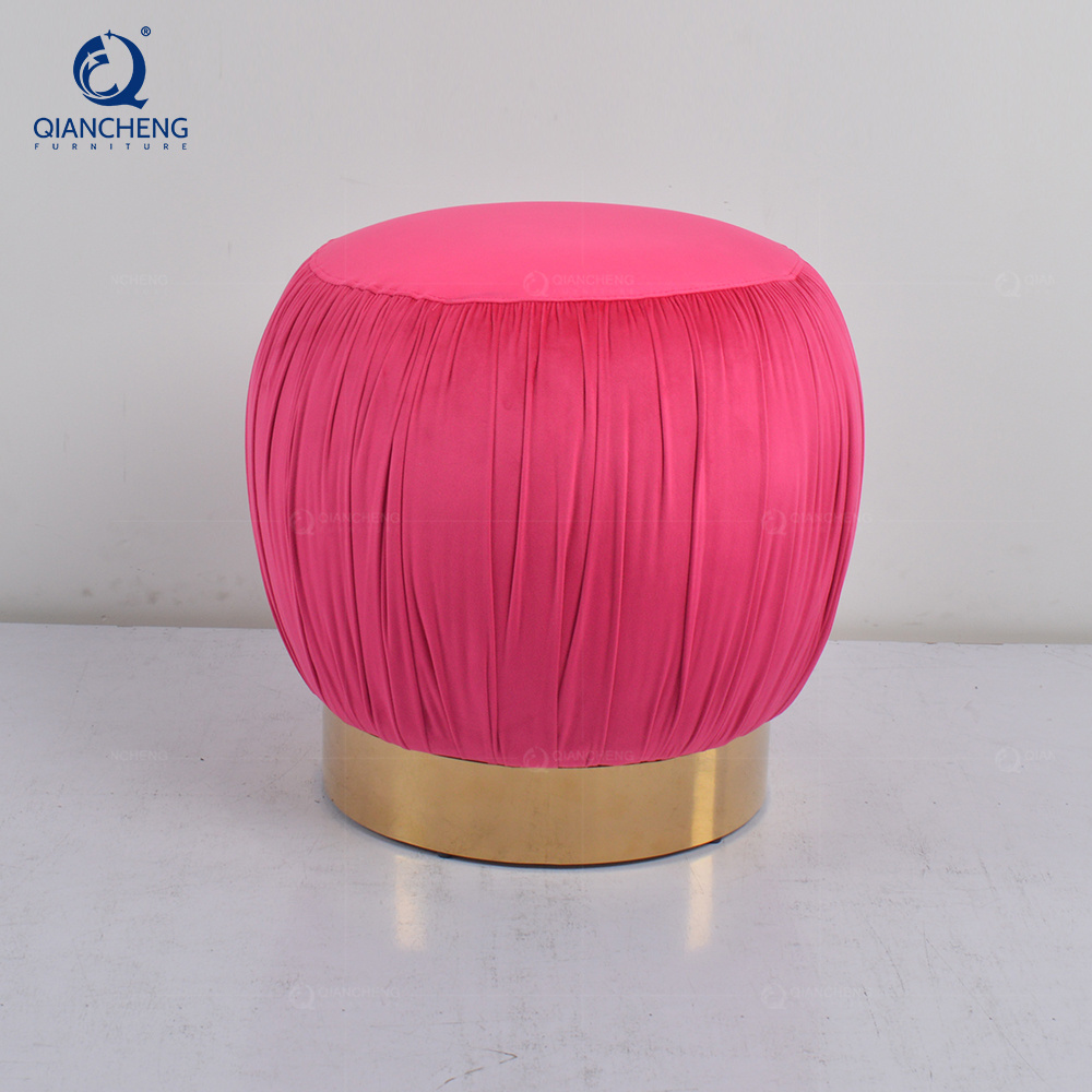 Product manufacturer small ottoman bench seating indoor playground velvet round change shoes foot stool