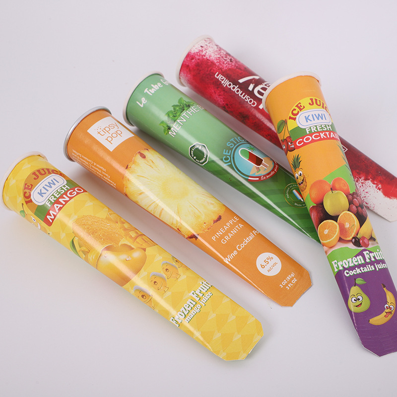 Wholesale Biodegradable Custom 100ml 120ml Aluminum Foil Packaging Ice Cream Popsicle Squeeze Calippo Tube Cone Cup