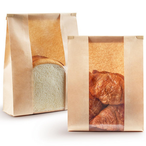 Customized Paper Bread Stand Up Packaging Bag With Clear Window