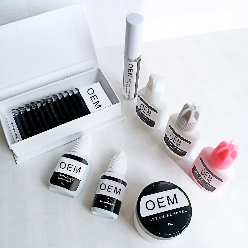 OEM/ODM Professional Private Logo 25mm Mink And Silk Individual Eyelash Extension Training Kit With Glue las supplies lash trays