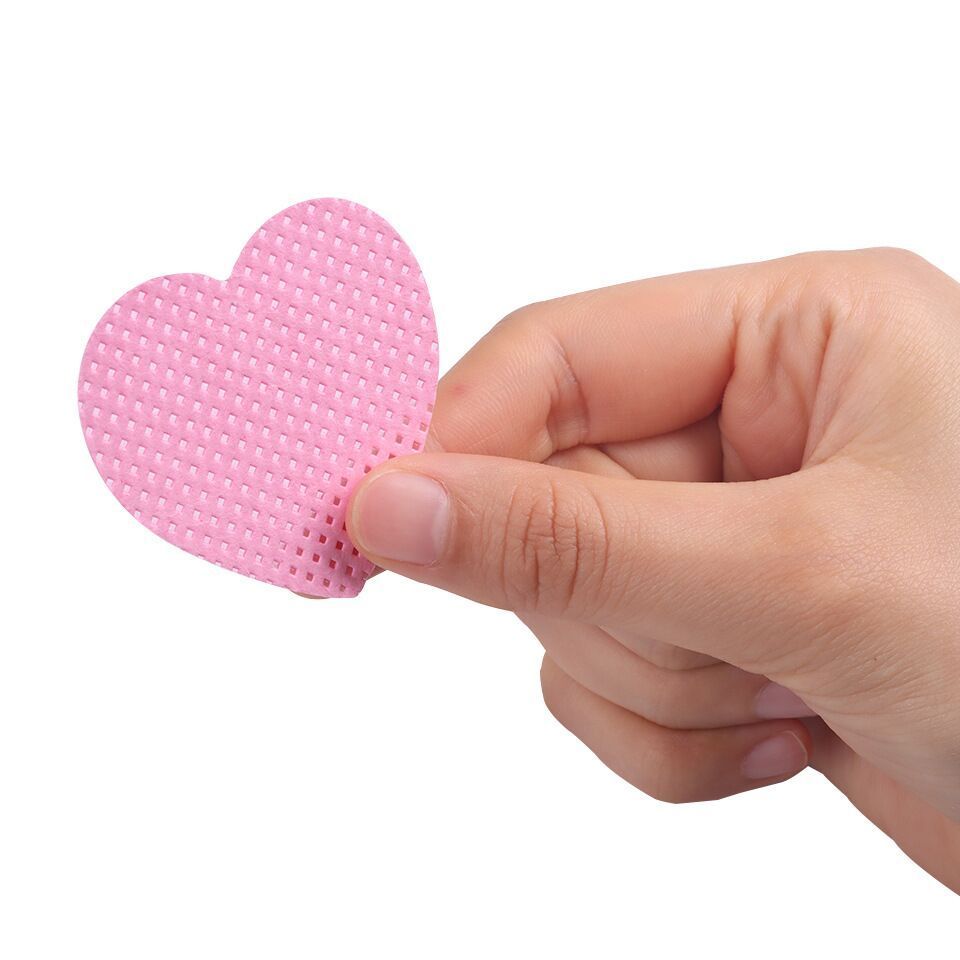 200PCS Custom Logo Heart Black Absorbent Soft Fabric Eyelash Extension Glue Wipes Nail Polish Remover Pads Lint Free Glue Wipe