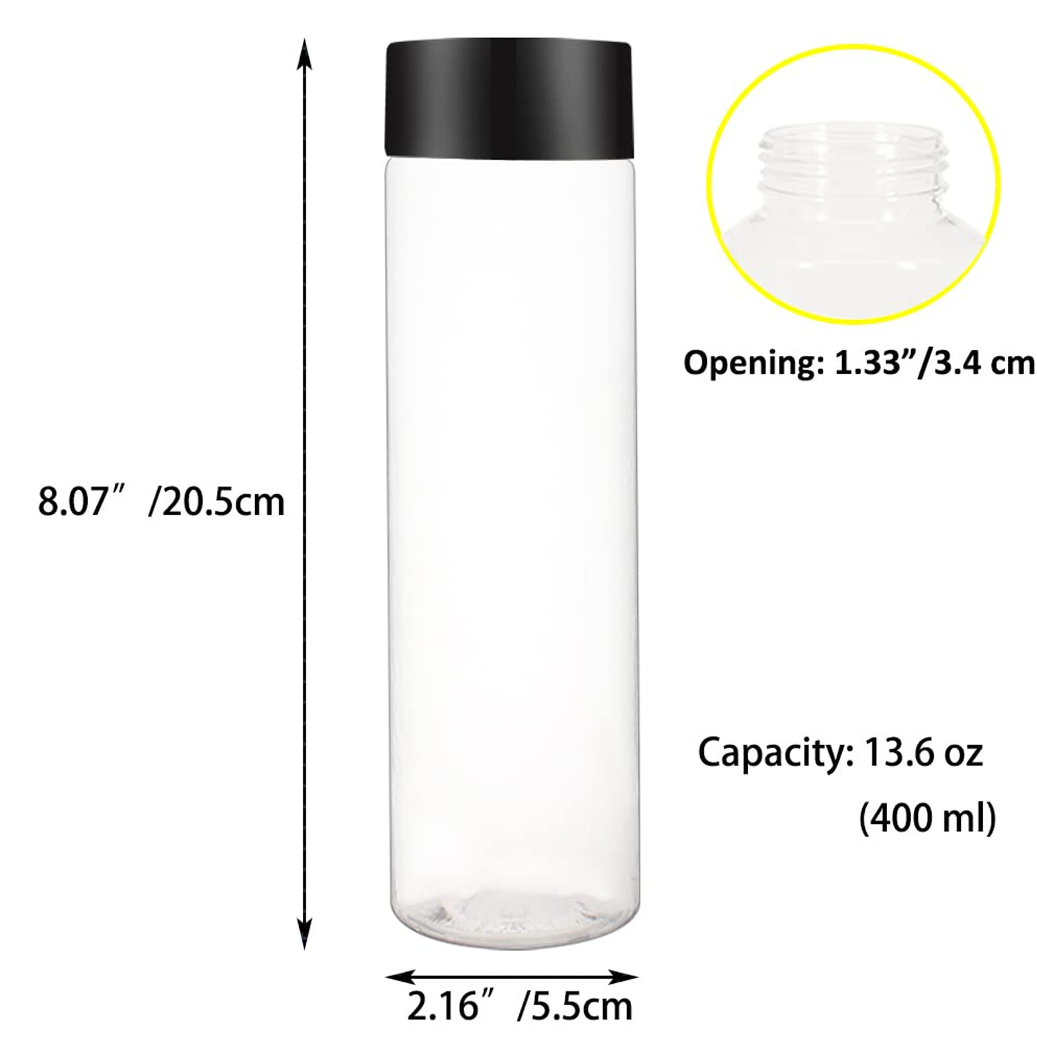 Custom 300ml 350ml 400ml 500ml Clear PET Plastic Sport Water Drink Packaging Business Juice Bottles with Cap