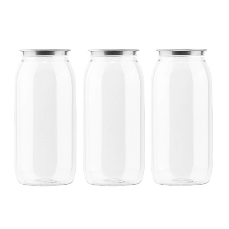 Factory Wholesale Plastic Pop Cans 250ml Round Ring Pull Pop Jars Juice Coffee Soda Beverage Drink Bottle