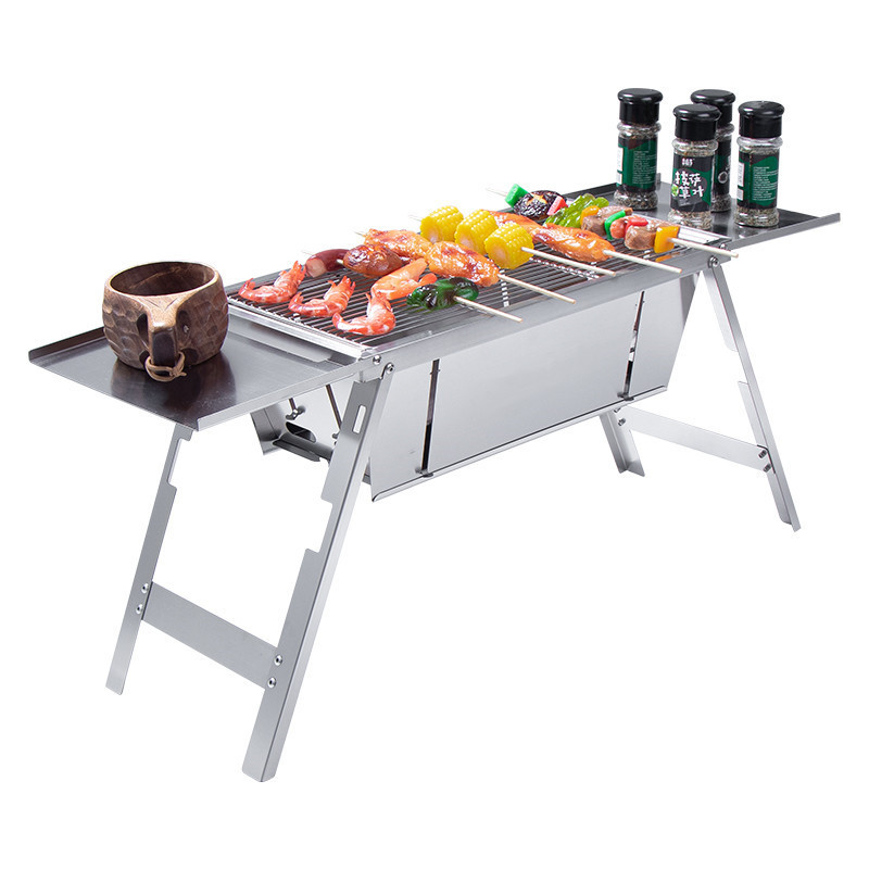 QCOEM Stainless steel portable bbq stand charcoal grills stainless steel bbq