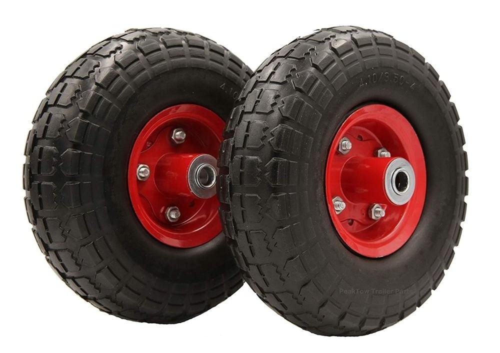 10inch Flat Free Solid 4.10/3.50-4 Tire on Wheel for Dolly Handtruck Cart