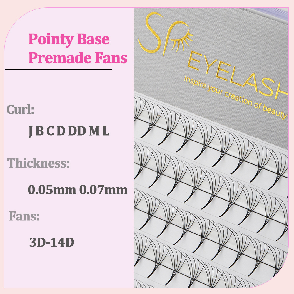 SP Eyelash Handmade 6d 8d 12d 14d cc d l curl Lash Tray Eyelash Extensions Pointy Base Promade Volume Fans Loose pro made fans