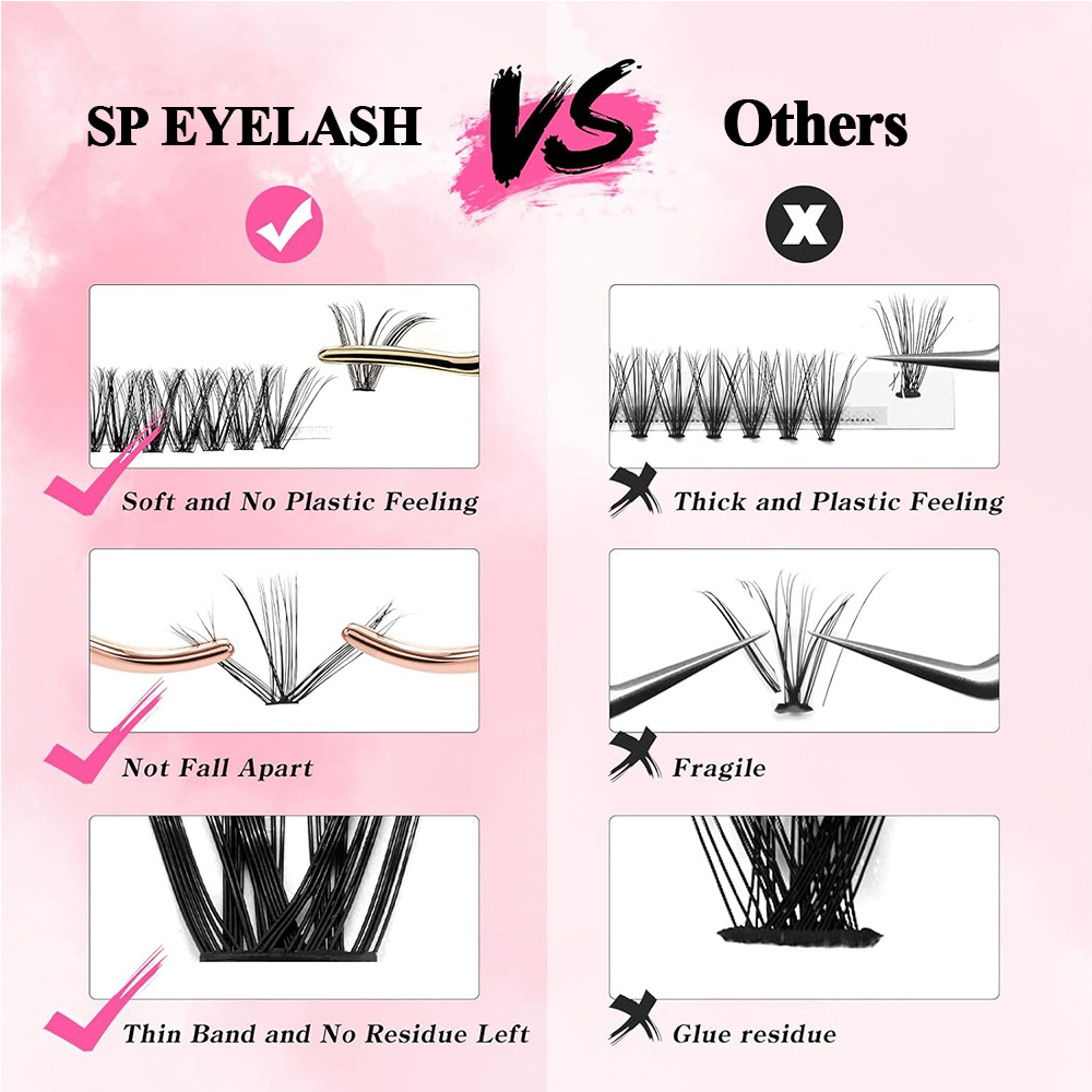 SP EYELASH Cluster Lashes 240pcs 30D 40D 50D C D Curl Long Individual Lashes Mixed Tray DIY Lash Extension Kit