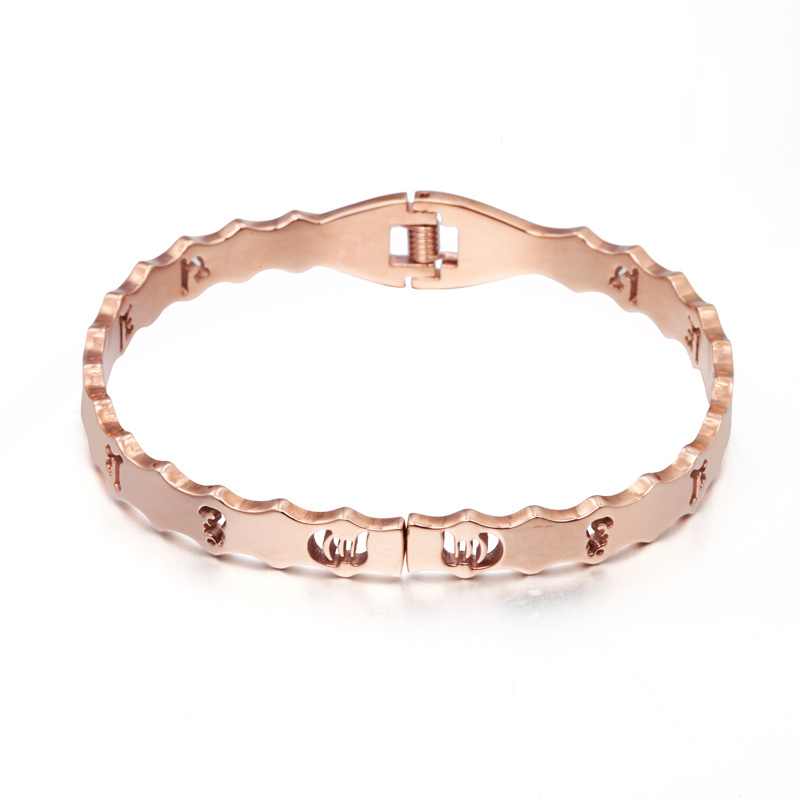 Customized Rose Gold Plated Bracelet High Polished Stainless Steel Waterproof Hollow Cuff Bangles Bracelet Fashion Jewelry