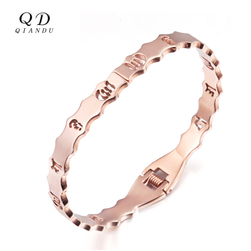 Customized Rose Gold Plated Bracelet High Polished Stainless Steel Waterproof Hollow Cuff Bangles Bracelet Fashion Jewelry