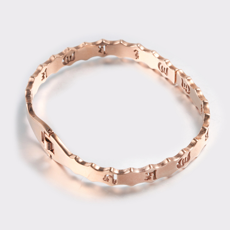 Customized Rose Gold Plated Bracelet High Polished Stainless Steel Waterproof Hollow Cuff Bangles Bracelet Fashion Jewelry