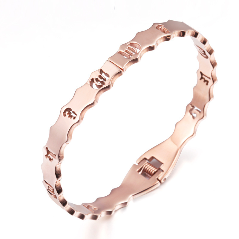 Customized Rose Gold Plated Bracelet High Polished Stainless Steel Waterproof Hollow Cuff Bangles Bracelet Fashion Jewelry