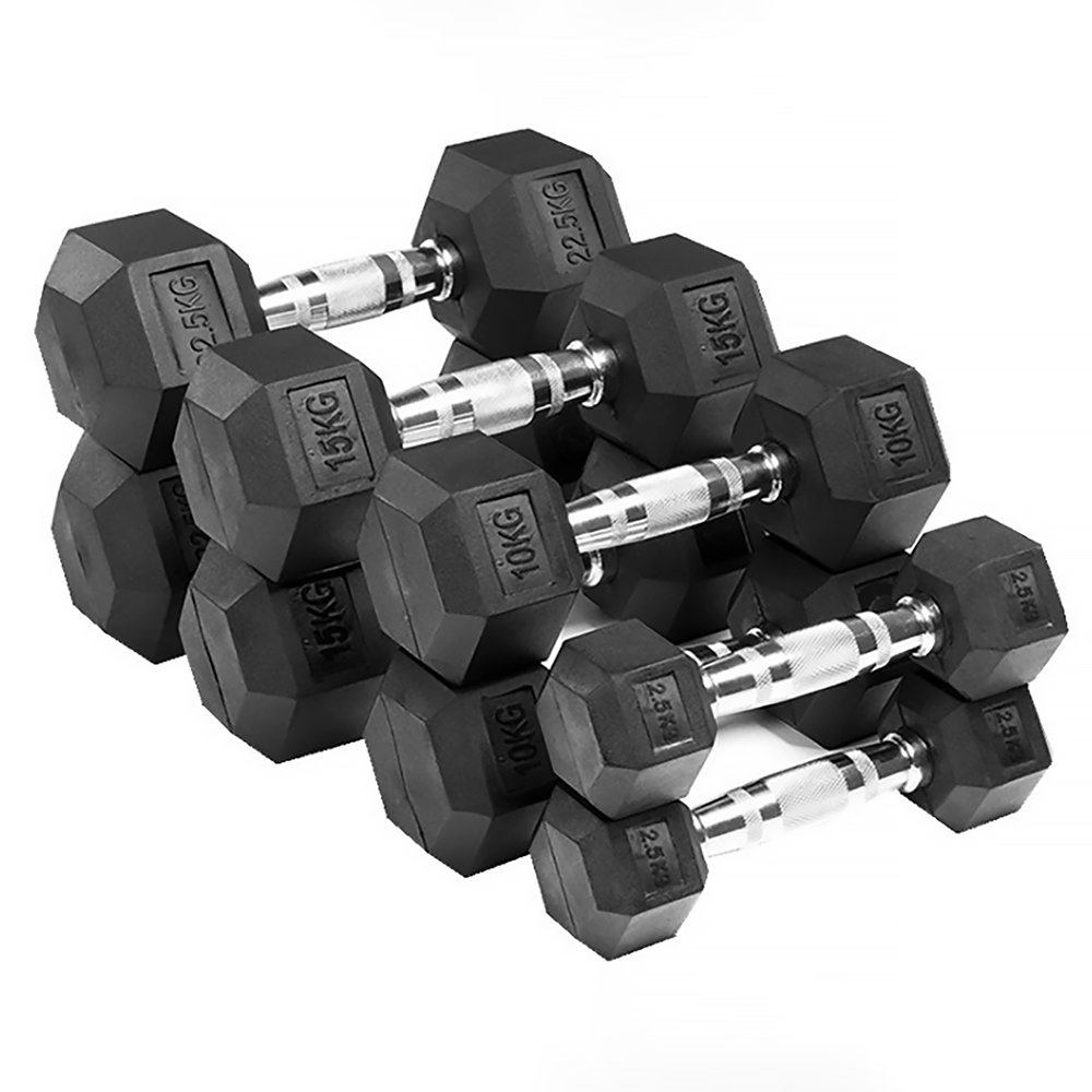 Custom Wholesale Gym Fitness Equipment Rubber Hex Dumbbell