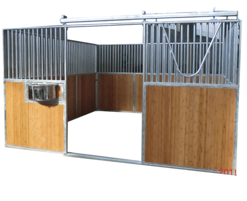 Hot Dip Galvanized Bamboo Horse Stall With Rolling Feeder Board Building Barn Design