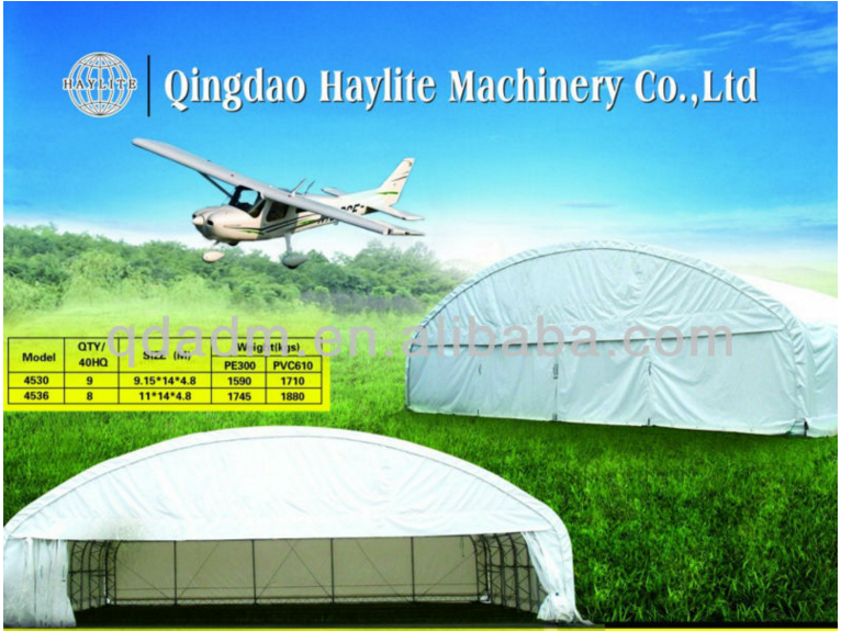 Popular Large Curve Removable Airplane Aircraft Hangar Tent