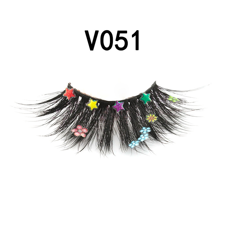 Christmas colorful Barbie eyelashes fancy eyelashes 5D 25mm false eyelashes with stars and flowers butterfly decoration