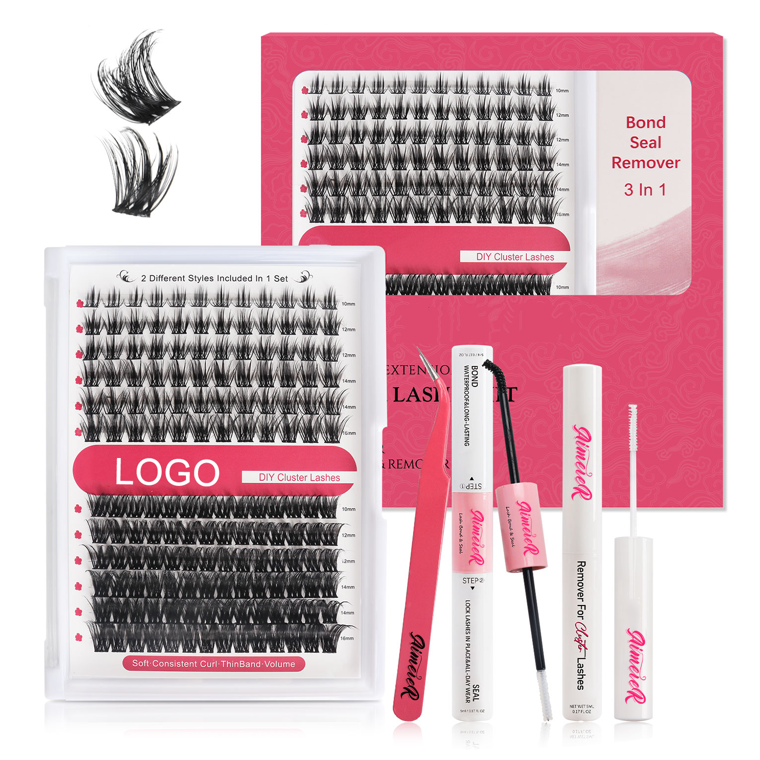 Bulk Cluster Lashes Fluffy Private Label Natural D Curl Cluster Lash Kit Korean PBT Segments Glue And Tweezers Clusters Lashes