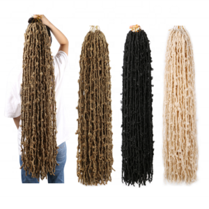 Wholesale 36 Inch Long Faux Locs Crochet Synthetic Hair Natural Black Butterfly Locs Braids Braiding Hair