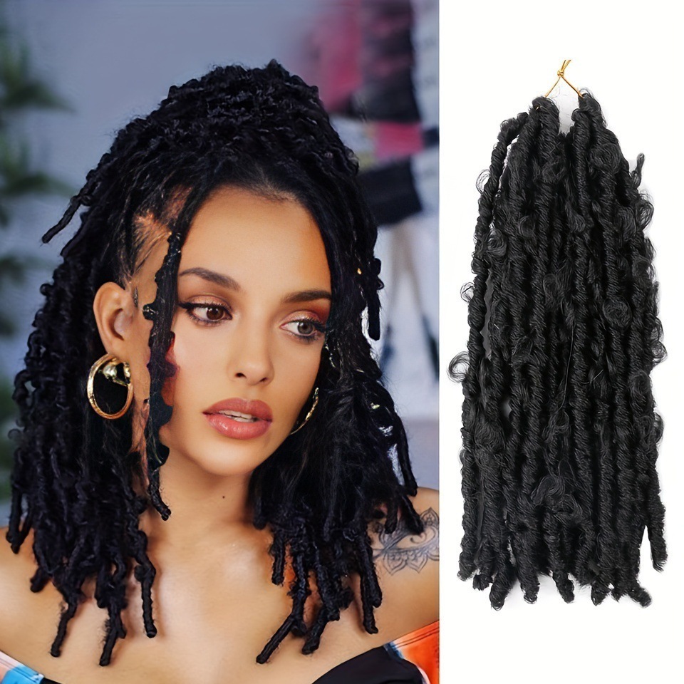 Wholesale 14 /18/24/36 Inch Butterfly Locs Crochet Hair Extension Faux Braids Hair Pre Looped Butterfly Locs Hair