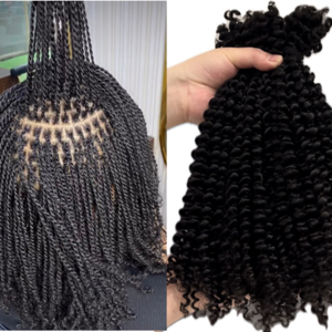 Wholesale Super Double Drawn Kinky Curly Human Hair Bulk For Braiding Hair Micro Twist Braiding Hair