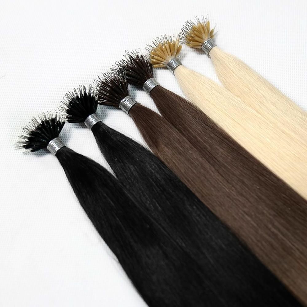 Wholesale 12A Remy Virgin Micro Link Beads Nano Ring Hair Extensions Double Drawn Russian Human Hair Extension Nano Ring Tips