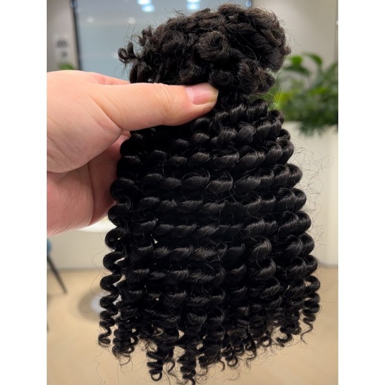 Wholesale Super Double Drawn Kinky Curly Human Hair Bulk For Braiding Hair Micro Twist Braiding Hair