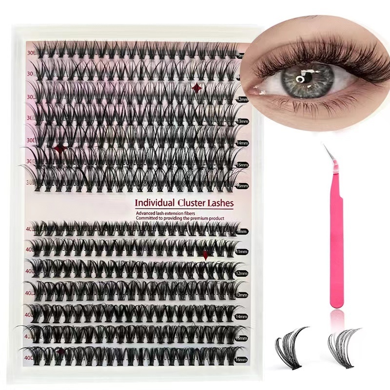 Alice No Glue Needed Adhesive Cluster Lashes Pre-Bond Technology Press-On Diy Lashes Long Lasting Superfine Band Segment Lash